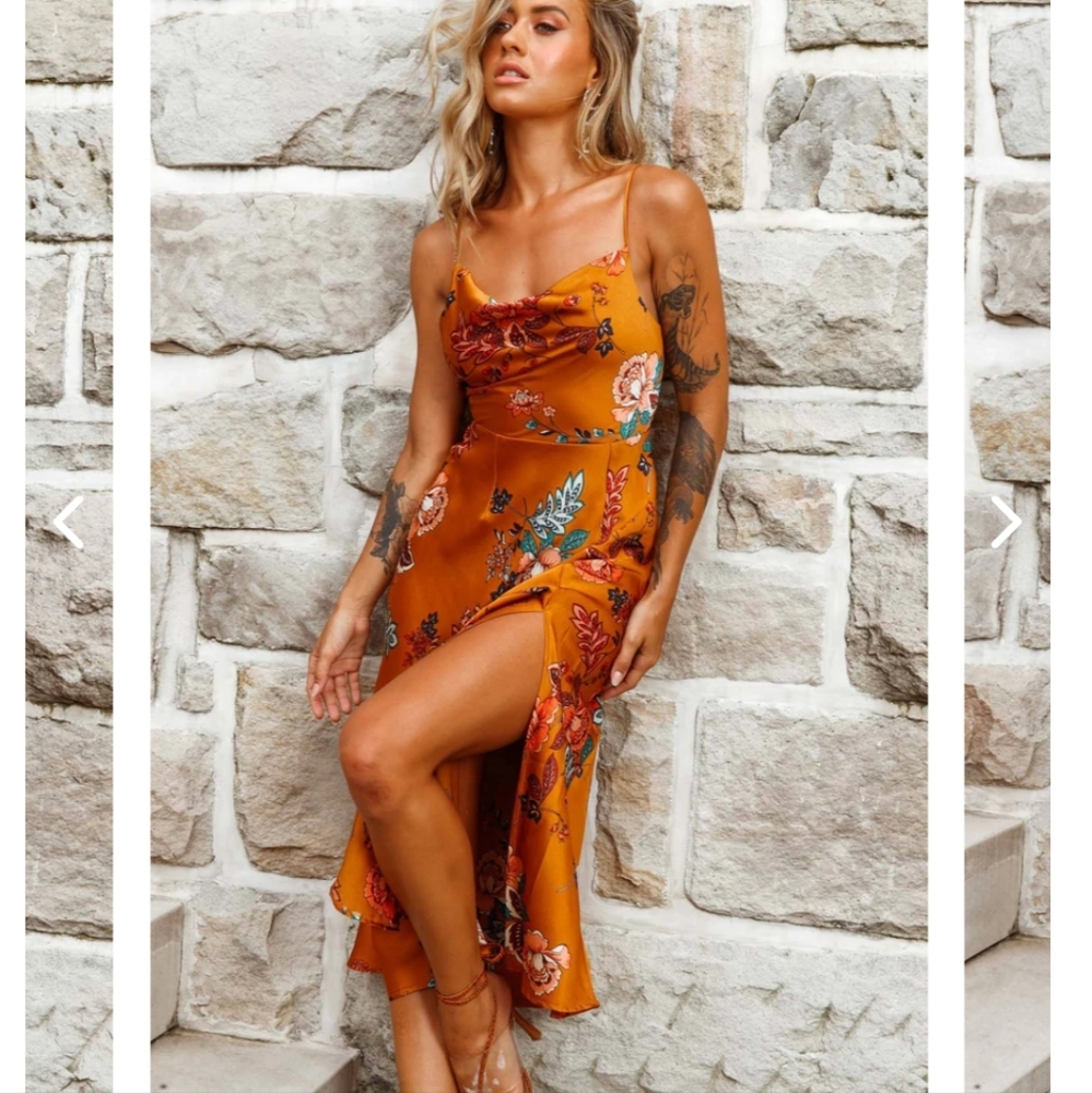 Burnt Orange Floral Dress